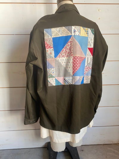 Quilt Patch - Vintage Military Shirt - Diamonds & Rust
