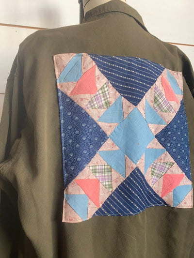 Quilt Patch - Vintage Military Shirt - Diamonds & Rust