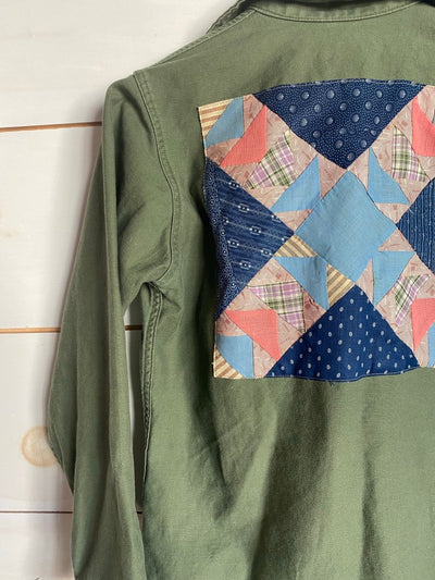 Quilt Patch - Vintage Military Shirt - Diamonds & Rust