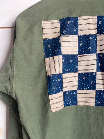 Quilt Patch - Vintage Military Shirt - Diamonds & Rust