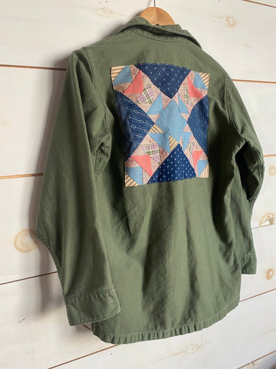 Quilt Patch - Vintage Military Shirt - Diamonds & Rust