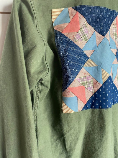 Quilt Patch - Vintage Military Shirt - Diamonds & Rust