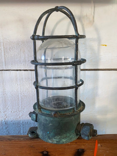 Salvaged Maritime Ceiling Light - Diamonds & Rust