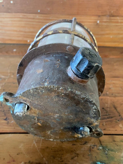 Salvaged Maritime Ceiling Light - Diamonds & Rust
