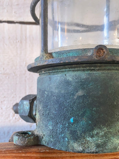 Salvaged Maritime Ceiling Light - Diamonds & Rust