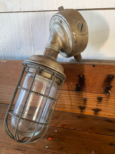 Salvaged Maritime Hallway Light - Diamonds & Rust