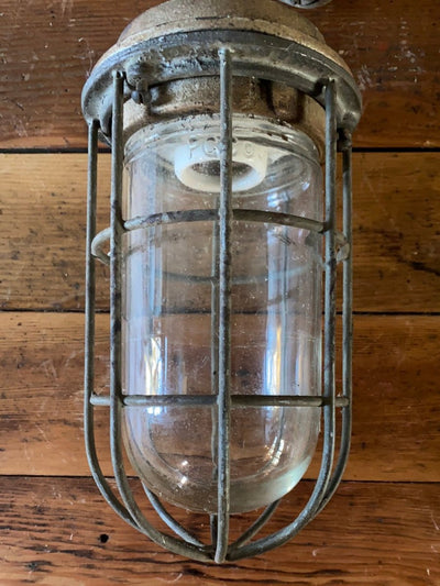 Salvaged Maritime Hallway Light - Diamonds & Rust