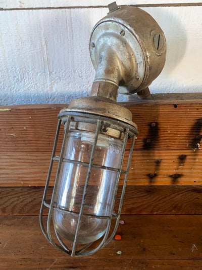 Salvaged Maritime Hallway Light - Diamonds & Rust