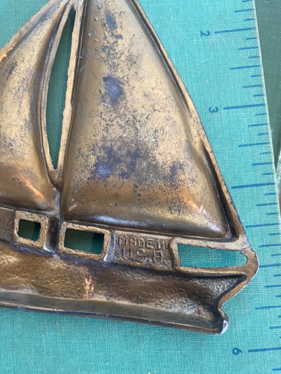 Small Brass Sailboat - Diamonds & Rust