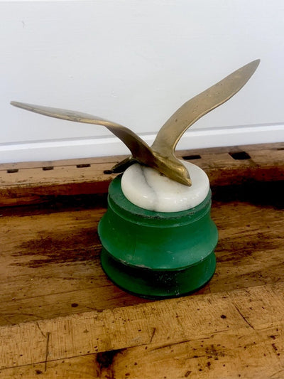 Vintage Brass Seagull Paperweight - Diamonds & Rust