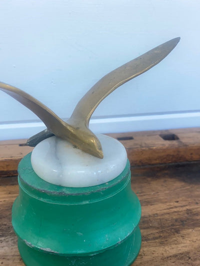 Vintage Brass Seagull Paperweight - Diamonds & Rust