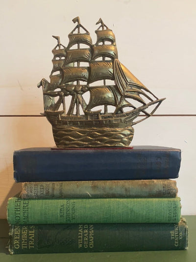 Vintage Brass Ship Bookends - Diamonds & Rust