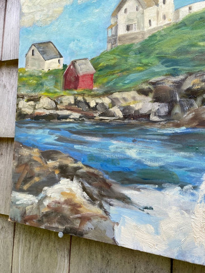 Vintage Coastal Light House Painting - Diamonds & Rust