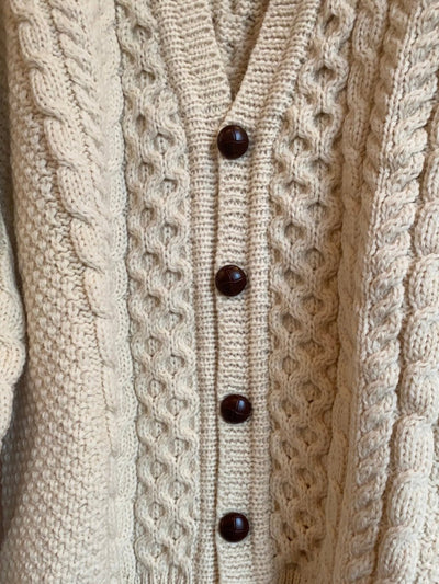 Vintage Dead Stock Irish Knit Cardigan - Diamonds & Rust