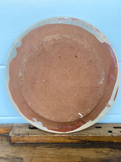 Vintage Handmade Terracotta Plate from Portugal - Diamonds & Rust