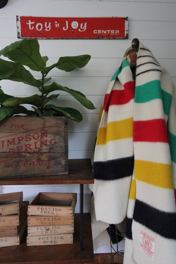Vintage Hudson's Bay 4 Point Blanket - Diamonds & Rust