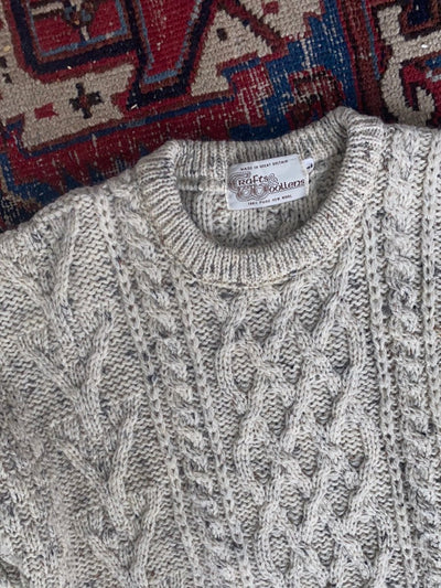 Vintage Irish Knit Pullover Sweater - Speckled - Diamonds & Rust