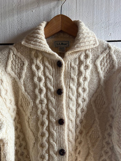 Vintage LL Bean Wool Cardigan Sweater - Diamonds & Rust