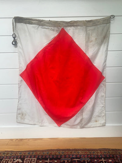 Vintage Nautical "F: Foxtrot" Signal Flag - Diamonds & Rust