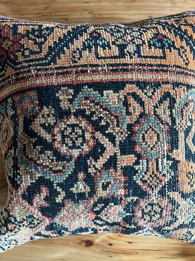 Vintage Rug Pillow - Diamonds & Rust