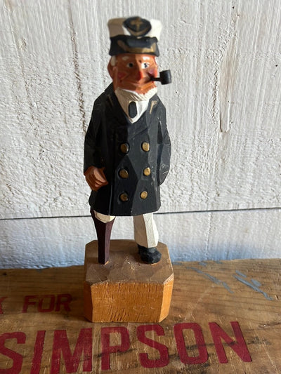 Vintage Wooden Fisherman - Black Coat Peg Leg - Diamonds & Rust