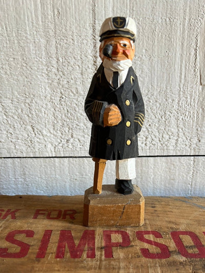 Vintage Wooden Fisherman - Black Coat + Peg Leg - Diamonds & Rust