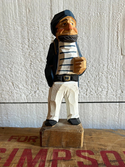 Vintage Wooden Fisherman - Navy Blue Stripes - Diamonds & Rust