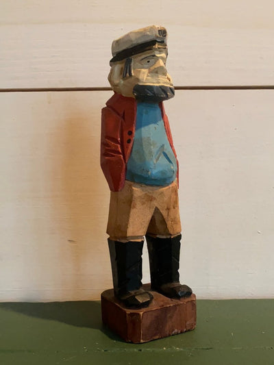Vintage Wooden Fisherman - Orange Coat - Diamonds & Rust