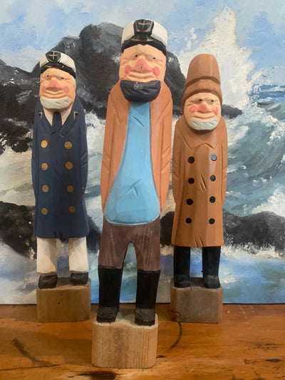 Vintage Wooden Fisherman - Yellow + Blue Shirt Coat - Diamonds & Rust
