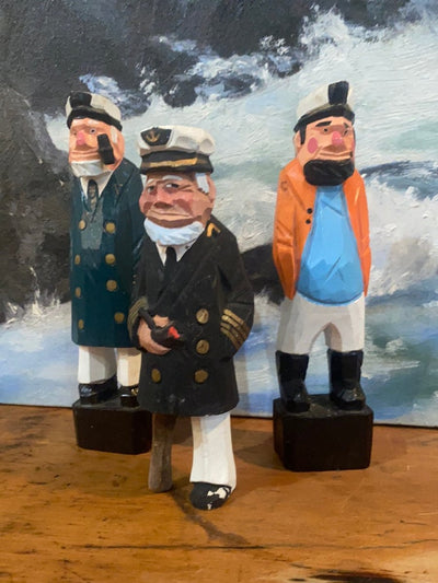 Vintage Wooden Fisherman - Yellow Coat - Diamonds & Rust