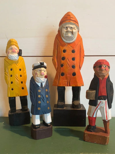 Vintage Wooden Sea Captain - Blue Coat - Diamonds & Rust