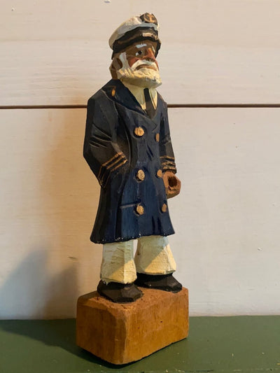 Vintage Wooden Sea Captain - Blue Coat - Diamonds & Rust