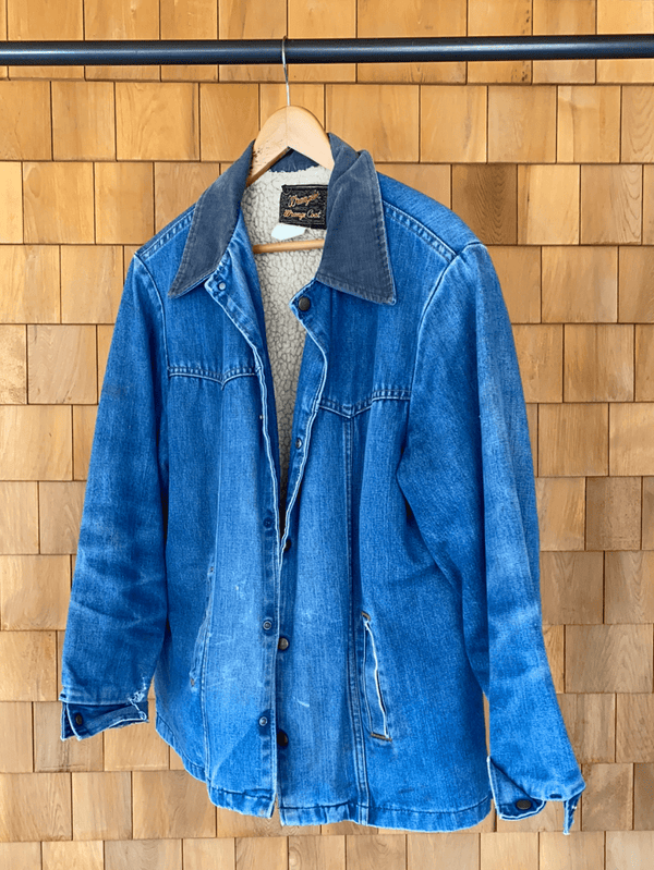 【Vintage】DENIM COAT / JACKET Vintage Wrangler Sherpa Lined Denim Coat - Diamonds & Rust