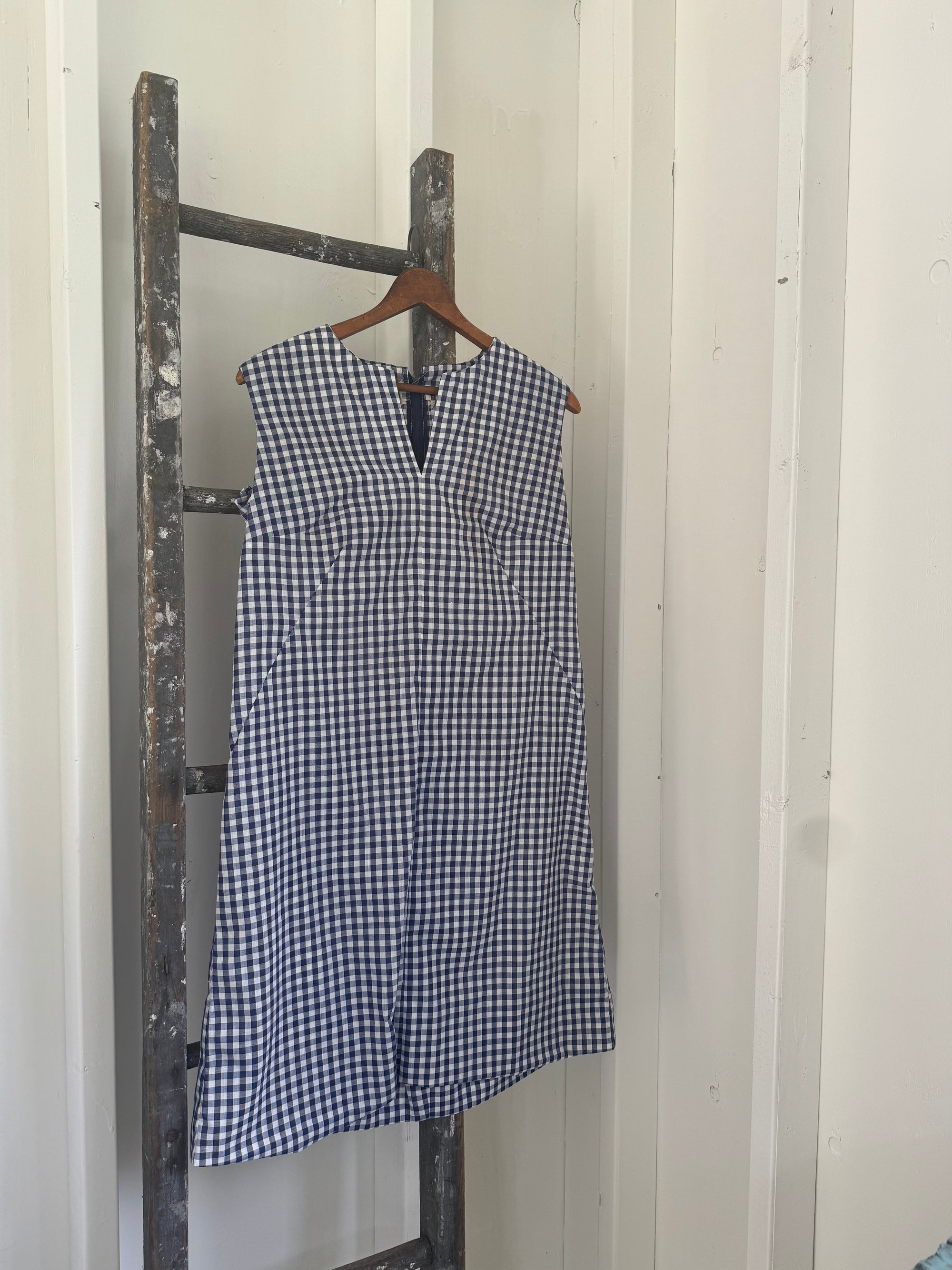 Vintage Handmade Gingham Dress - Blue + White