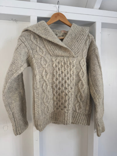 Vintage Hooded Fisherman's Sweater - Oatmeal