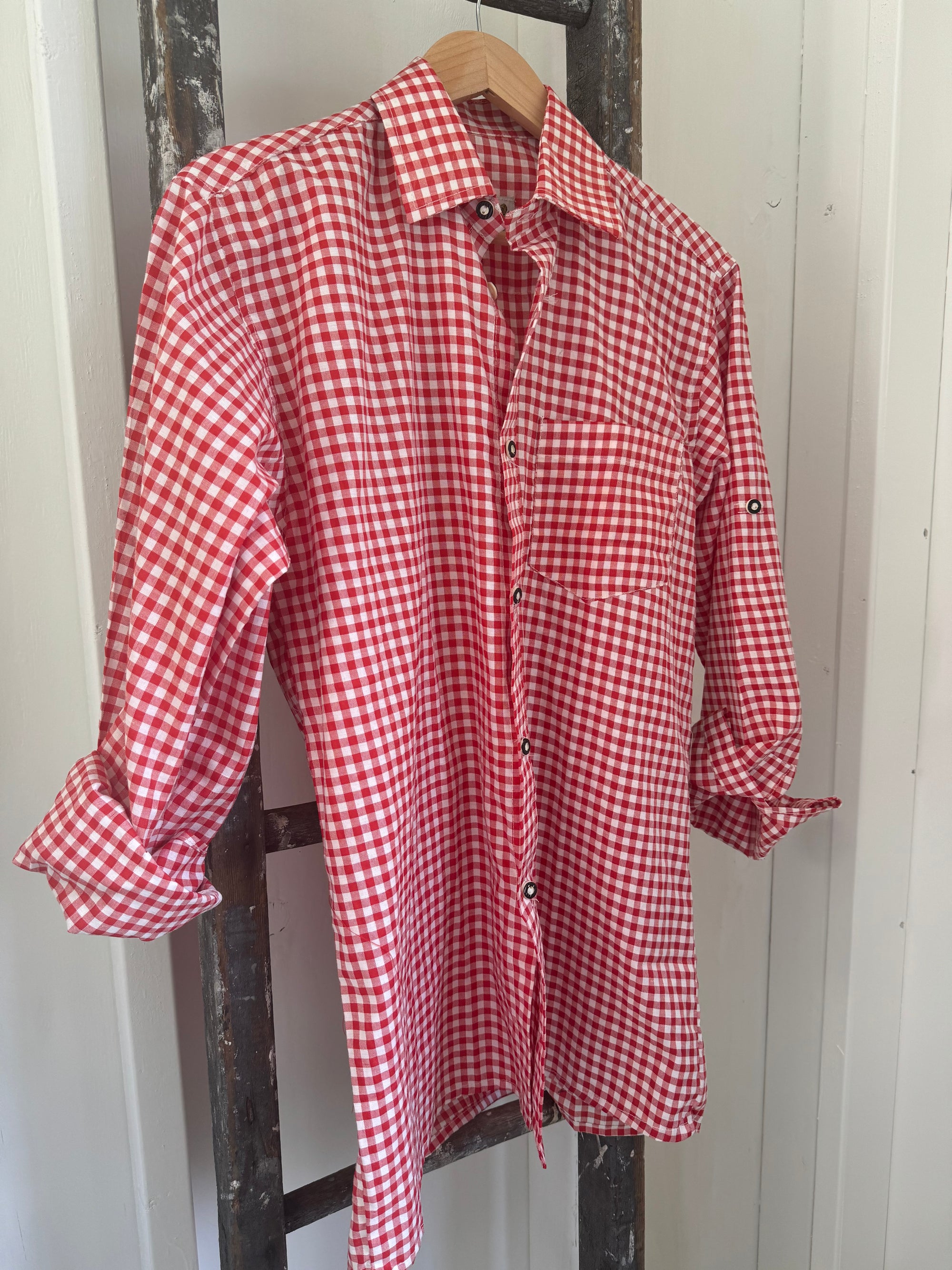 Vintage Cotton Gingham Shirt - Red