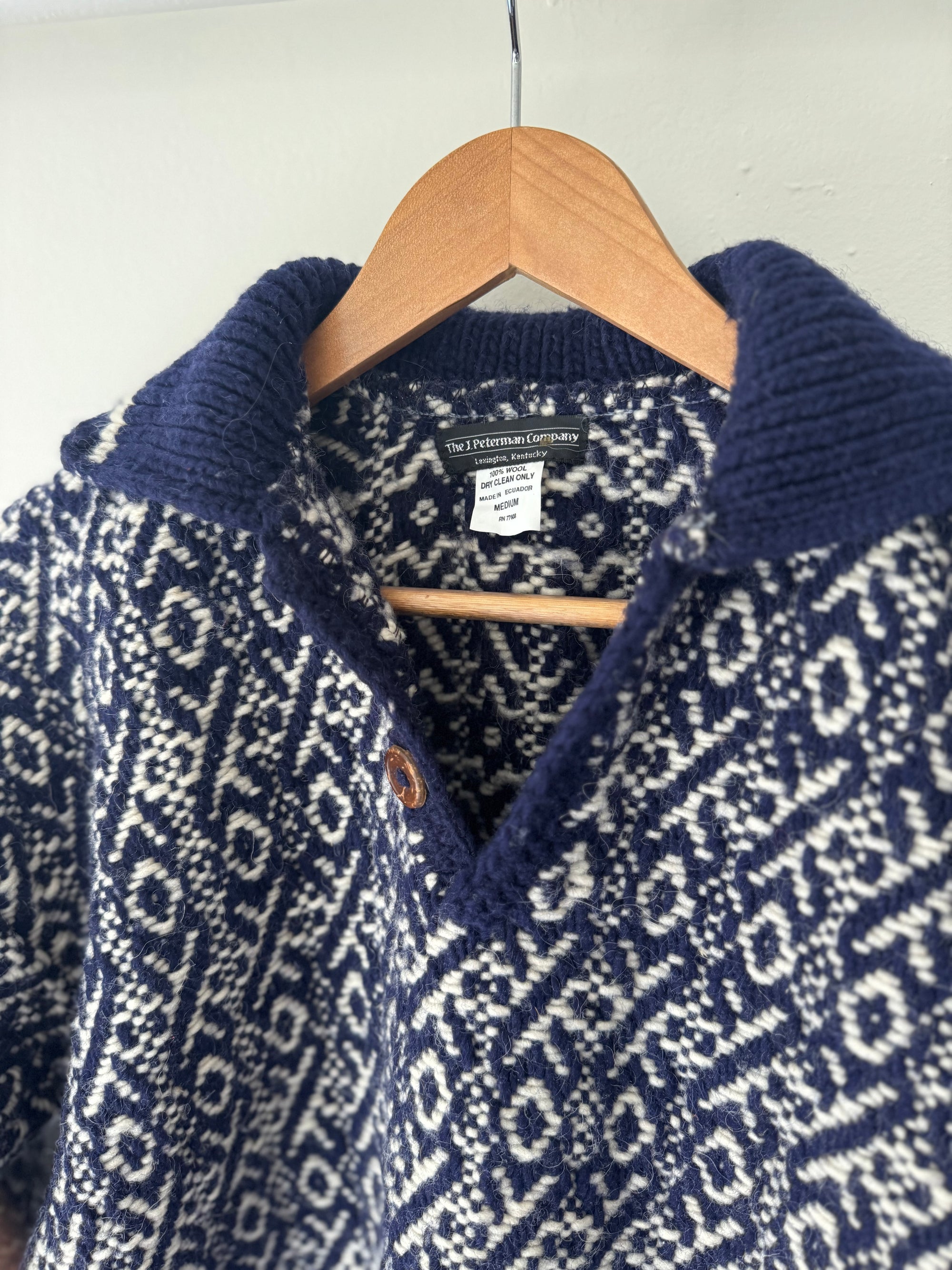 Vintage Wool Sweater - Navy + White