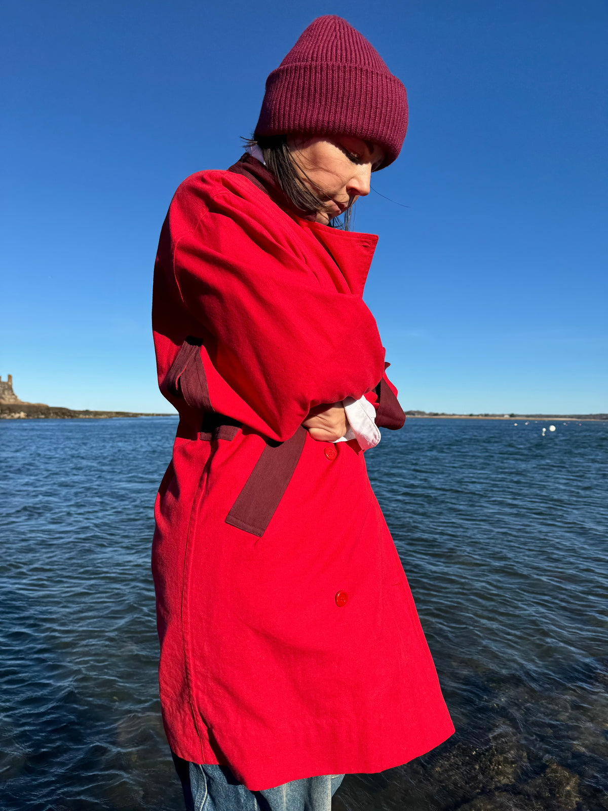 Vintage Red Trench Coat