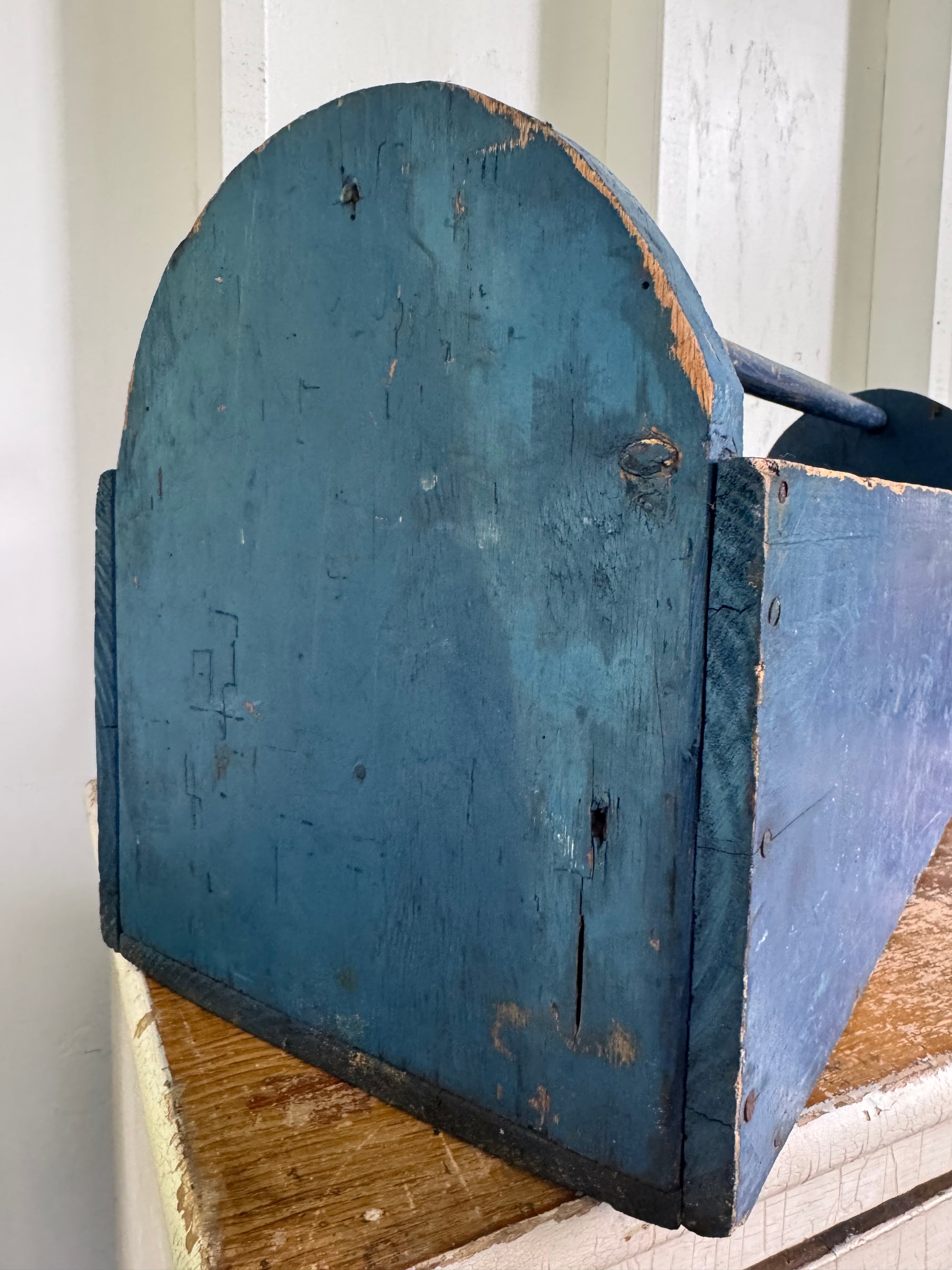 Vintage Wood Tool Caddy - Blue