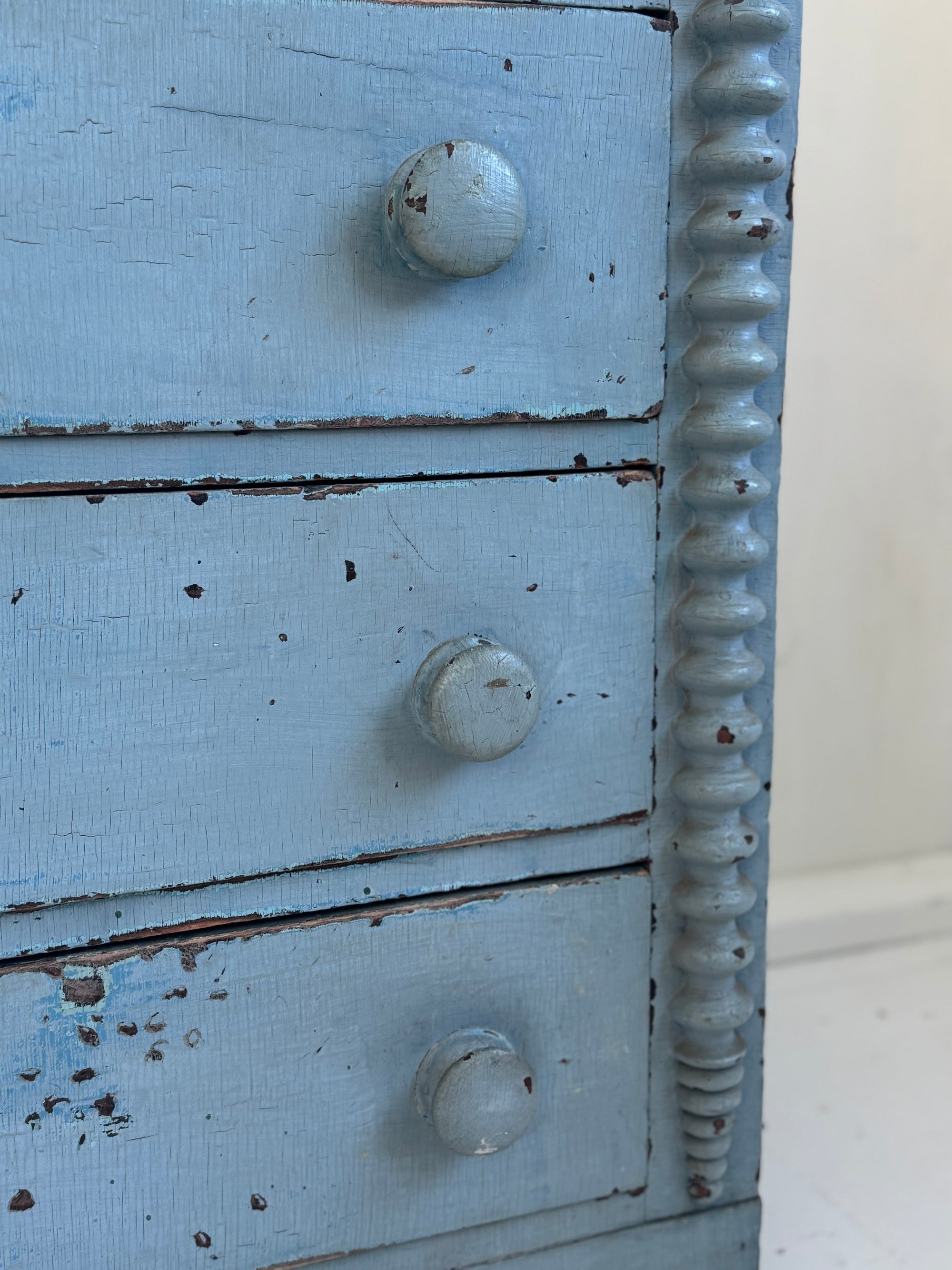 Antique Jenny Lind Cottage Pine Dresser - Blue