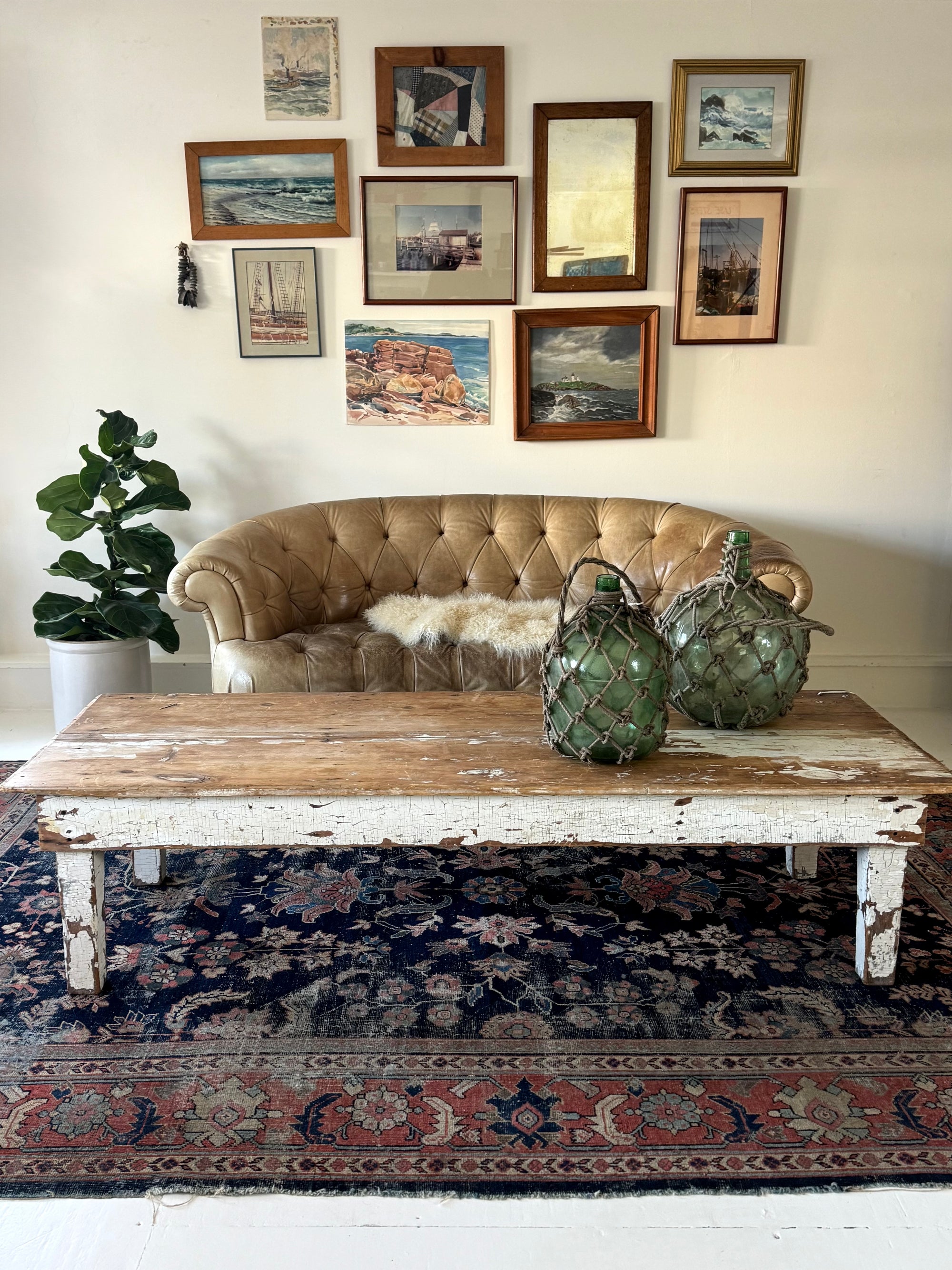 VTG Coffee Table  Chippy White Patina