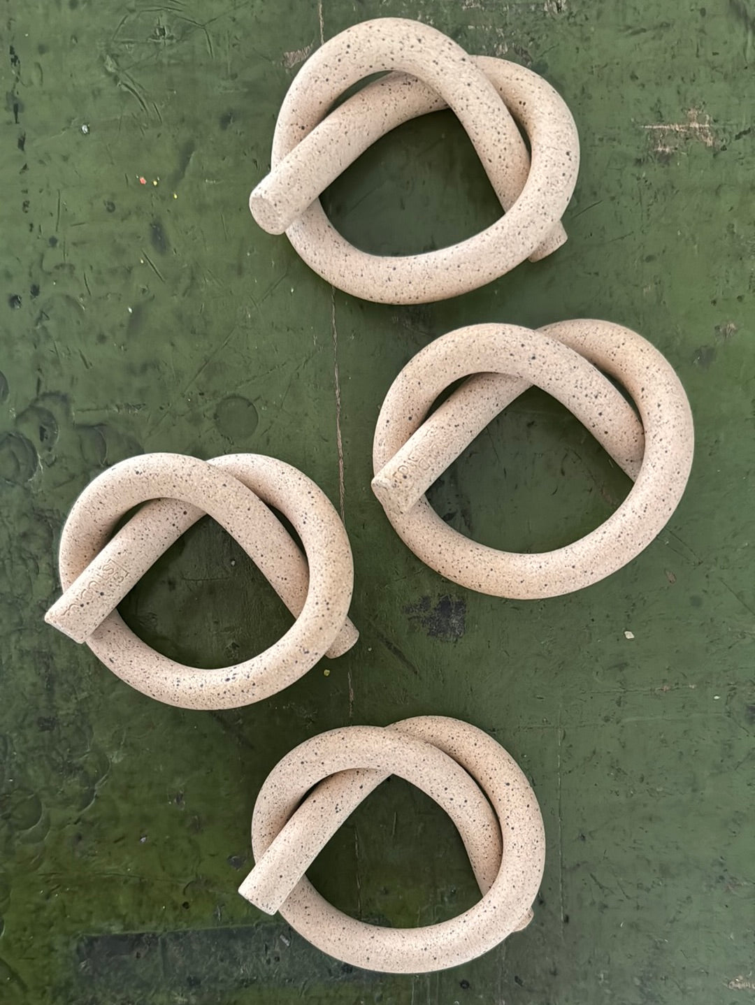 4 Handmade Ceramic Knot Napkin Rings