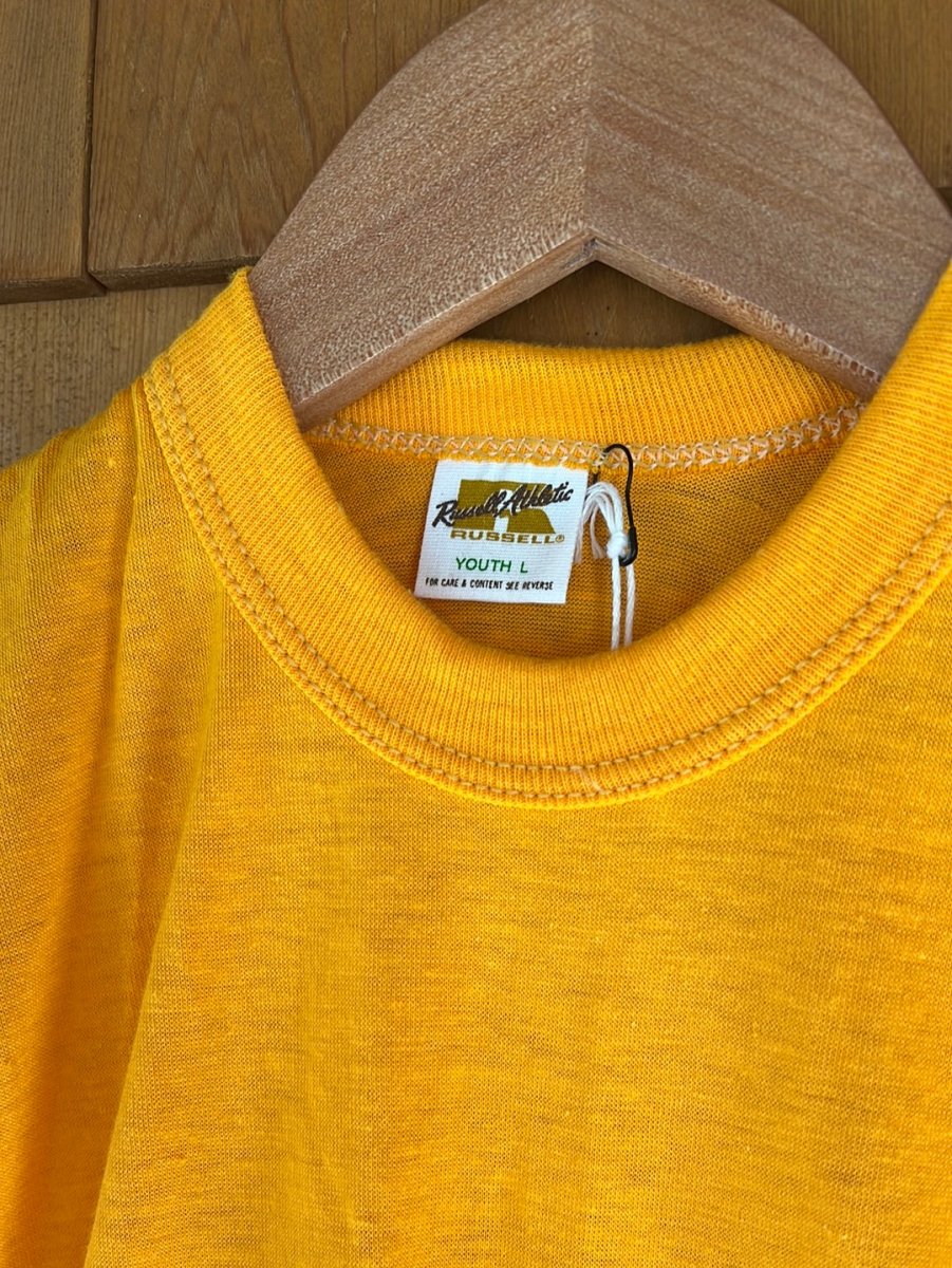 1980s Dead Stock Single Stitch Tee - Yellow - Diamonds & Rust