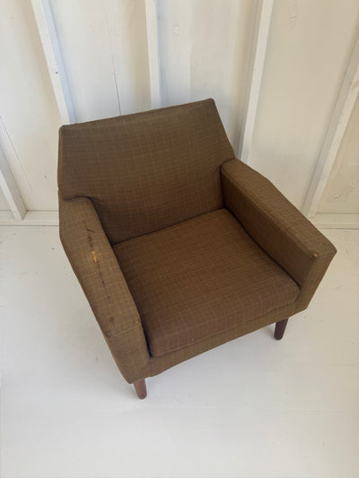 Danish Mid-Century Modern Armchair - Olive Green Tweed