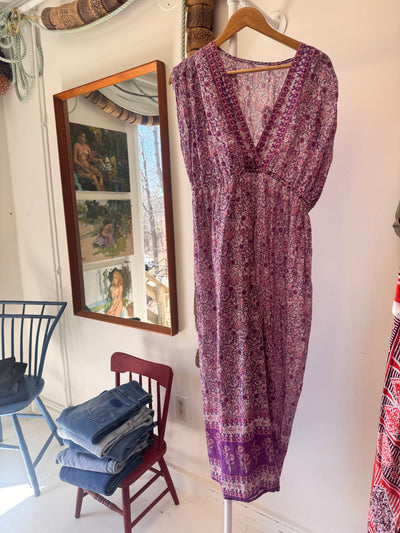 VTG Purple Block Print Jumpsuit - Made in India