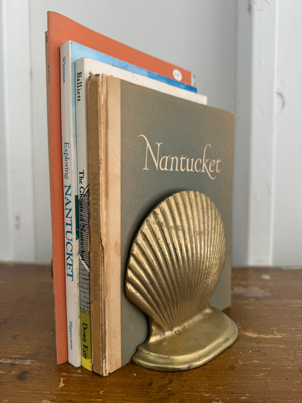 Vintage Mismatched Brass Clam Shell Bookends