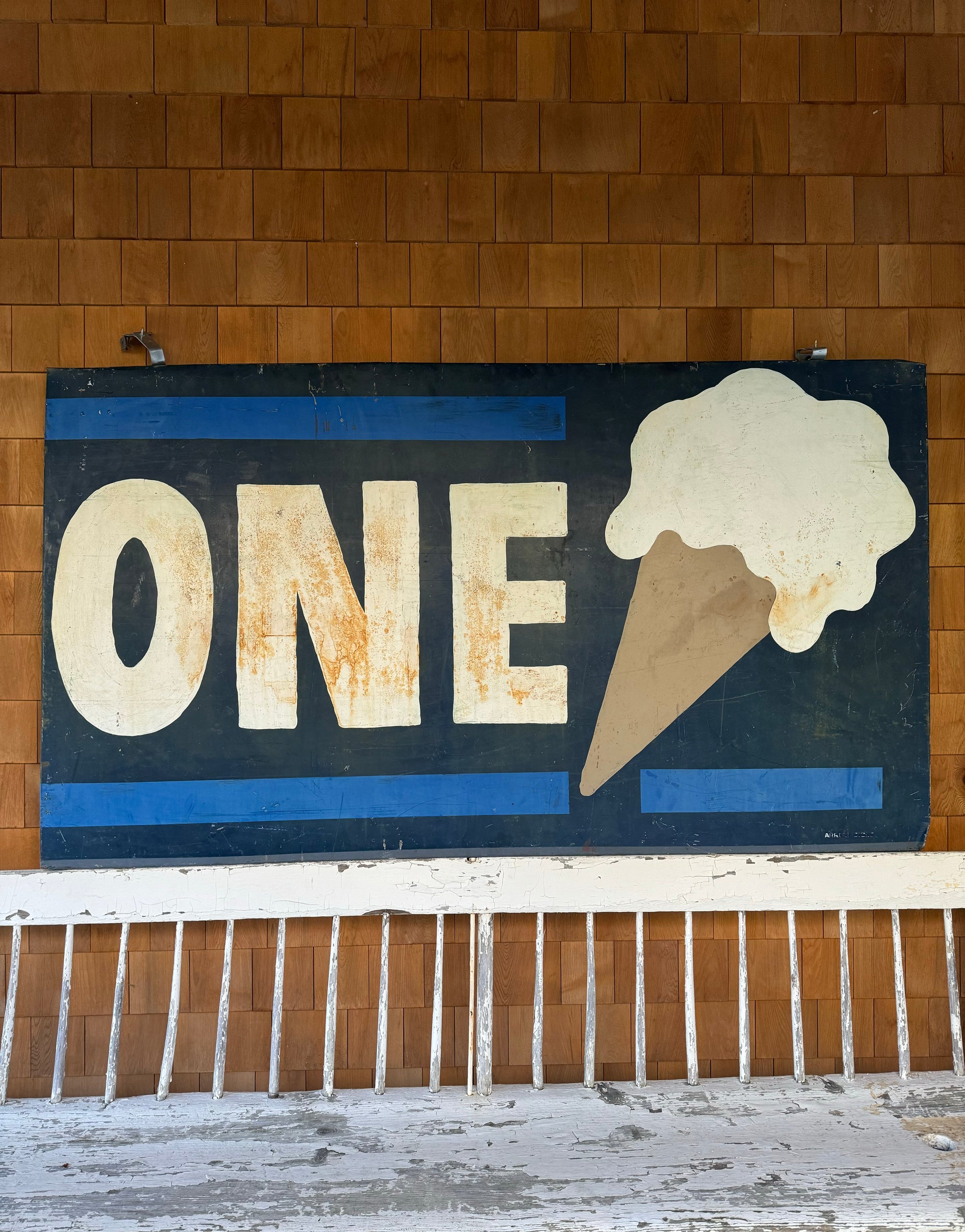 Vintage ONE Ice Cream Cone Metal Sign