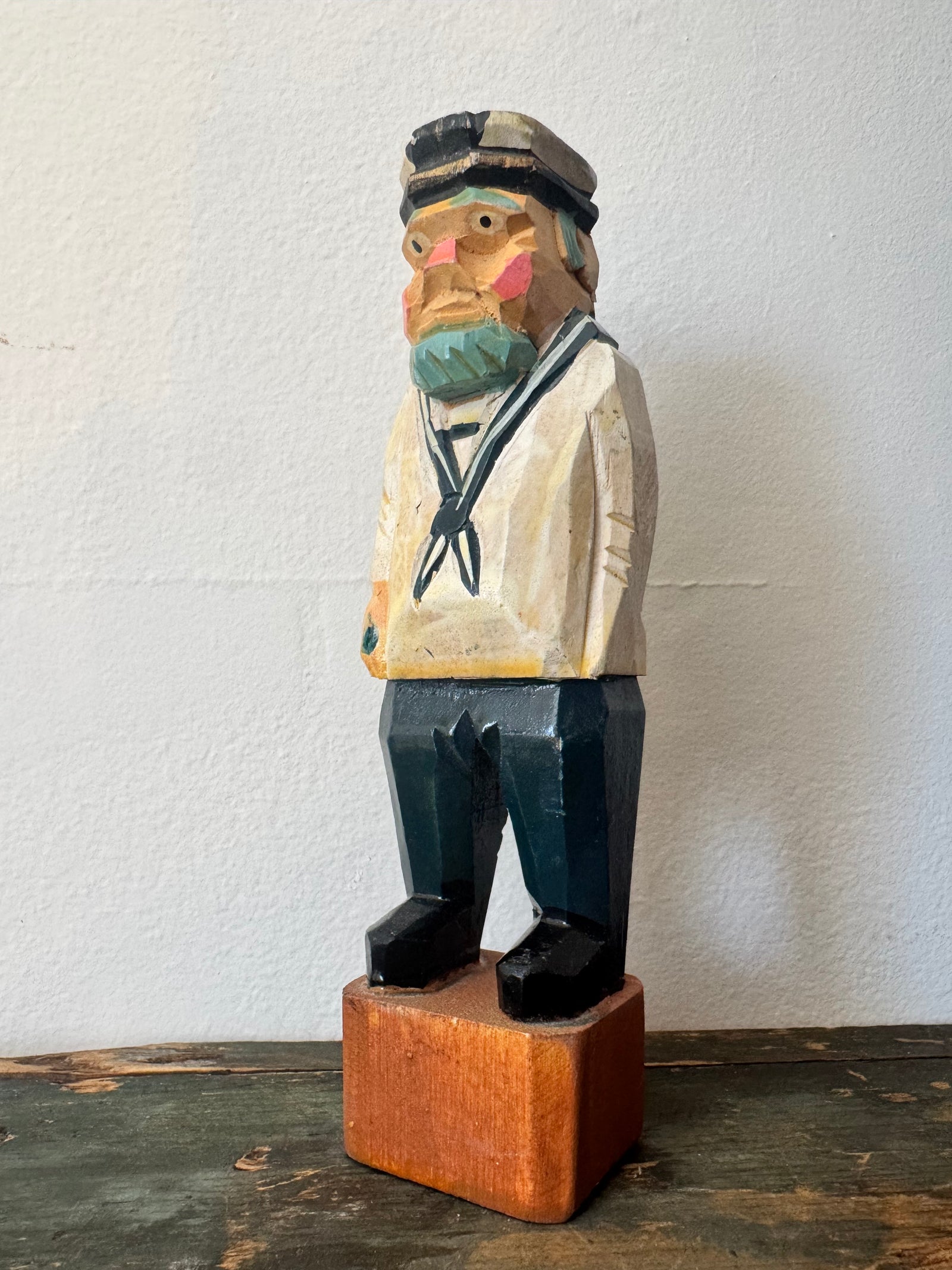 Vintage Wooden Fisherman - White Shirt