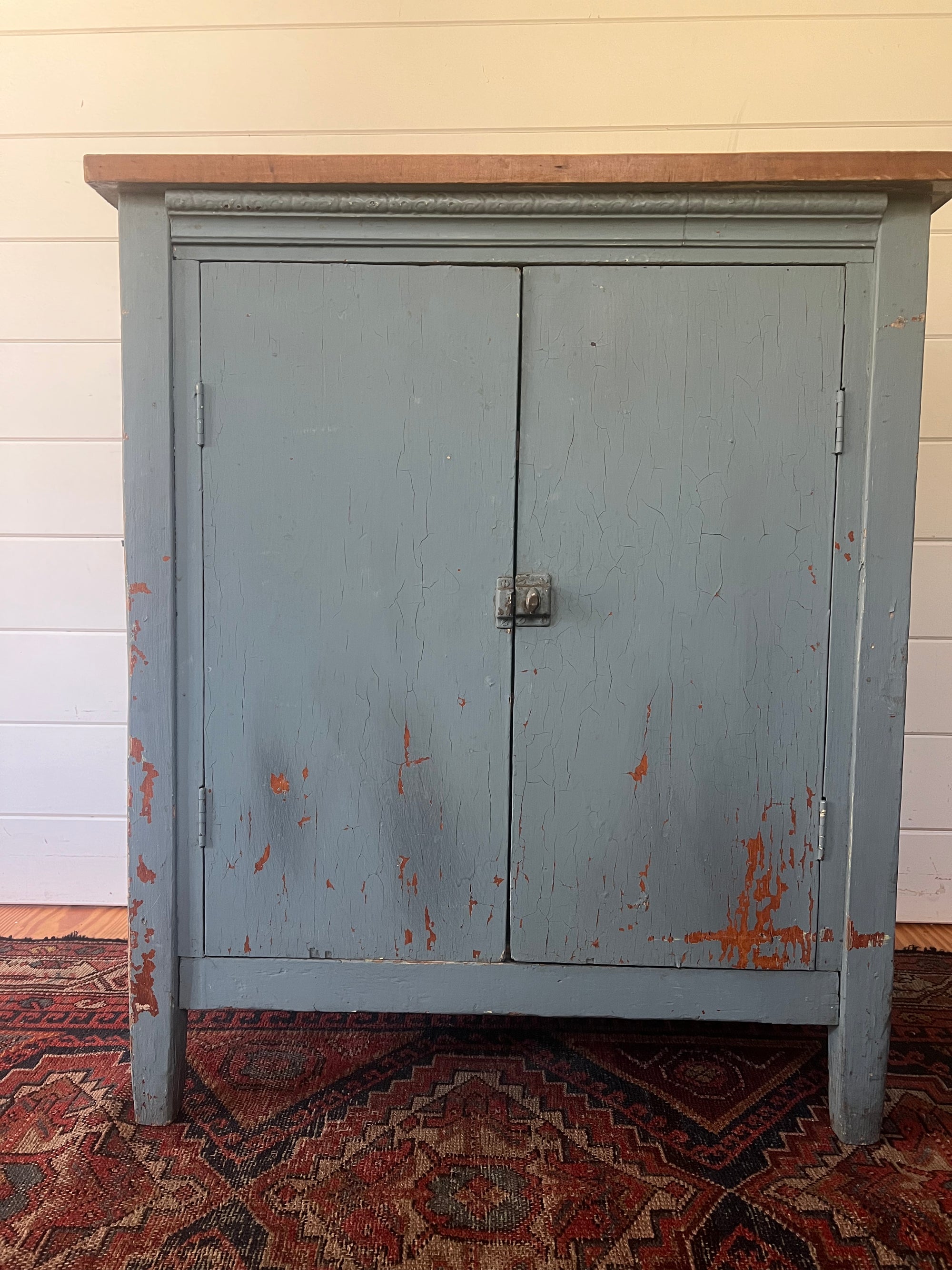 Antique Painted Blue Cabinet