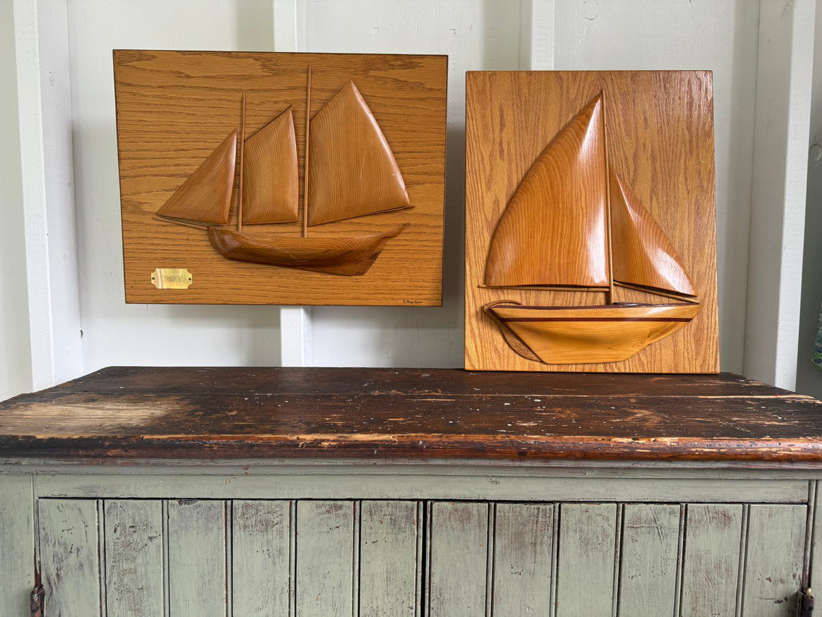 photo of a Vintage Wooden Sailboat Plaque